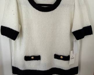 CeCe Women's Short Sleeve Knit Sweater with Faux Pocket Detail