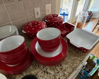 Royal Norfolk Red Polka Dot Ceramic Dinnerware Set