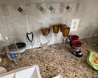 Set of 5 Decorative Champagne Flutes (Tuxedo, Metallic Gradient, Admiral Cruises)
