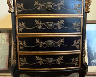 Black Chinoiserie style Chest of Drawers with Fruit Still Life