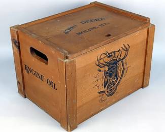 John Deere Lidded Wooden Crate