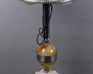 Mico Electric Lighted Smoking Stand With Swirl Glass Accents