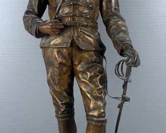 Attendant L'Ordre (Waiting For Orders), Bronze Sculpture, Approx 20.5" Tall