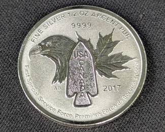 2017 Canadian Devil's Brigade $2 Silver Coins, 1/2 oz Fine Silver, Qty 6 