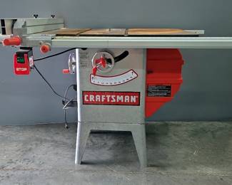  Craftsman 10" Table Saw, Model 152.221140, Features Include Heavy Duty 1.5 HP Induction Motor and Dust Collection Cabinet, Powers On