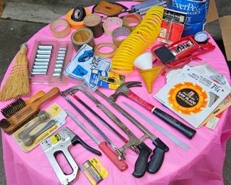 Tape, air pump, tools