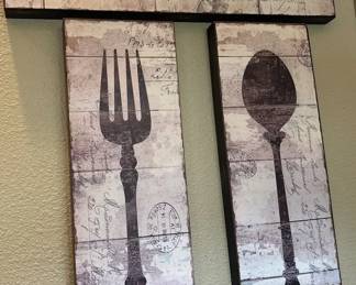 Three Pc Fork ,Spoon ,Knife Wood Art