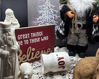 Christmas Lot Of Assorted Santas , Wood Art, Oil Diffuser