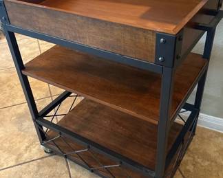 Bar Cart Wood And Metal On Casters