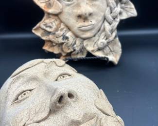 Lot Of 2 Claystone Handmade Wall Decor Interior Or Exterior