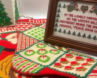 Christmas Needlepoint Stockings 2, Tissue Box, Art Picture