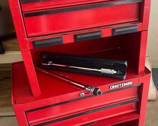 Craftsman Red Rolling Tool Cart And Assorted Tools