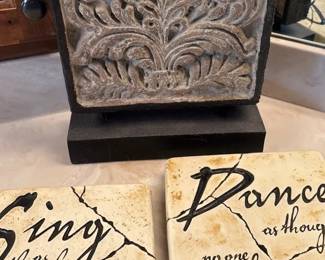 Two Plaster Sing Dance Wall Art Snd Standing Plaster Scroll Art