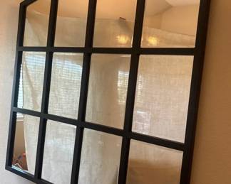 Large Black Framed Window Mirror