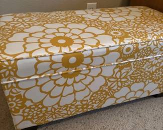 Yellow And White Floral Ottoman