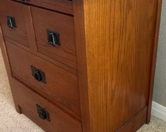 Oak Bed Side Table 3 Drawers