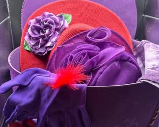 Hat Box Plus 2 Hats, Gloves, Scarf