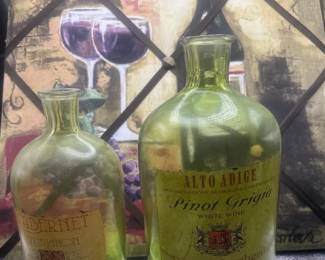 Vintage Wine Bottles And Fabric Bulletin Board