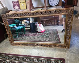 Large, heavy wood mirror