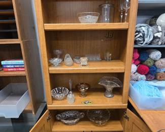 Bookcase w/below storage, glassware