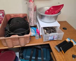 Cast iron, miscellaneous kitchen items