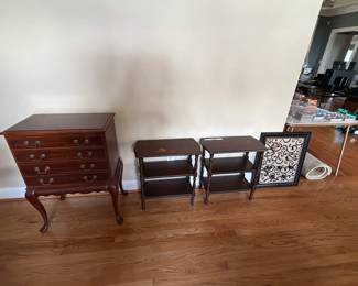 Silverware/Linen claw foot table, side tables and jewelry organizer