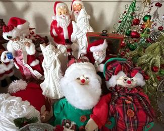 Santas and other Christmas decor