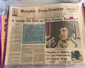 Elvis Newspapers, perfectly preserved.  Multiple copies available