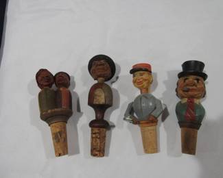 Really cool old decorative wood carved bottle corks