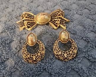 Vintage 1928 pin and earrings