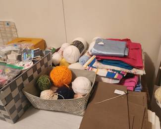 Fabric yardage, yarn, misc sewing notions