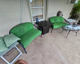 3 piece patio sofa set with glass top table $200