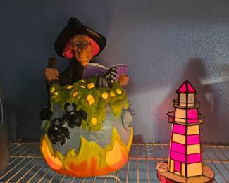 Vintage witch Halloween light $20 circa  1980's, lighthouse steakhouse light $10
