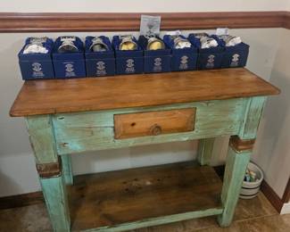 Pickled green accent table $99