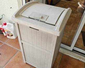 Pool deck trash can protective from animals $25
