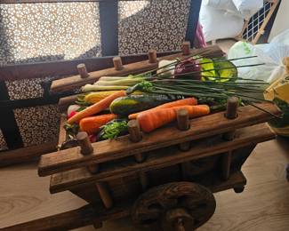Wooden faux vegetable cart $75 ( rather large)