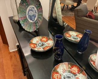 Collection of Imari Style Colorful Porcelain Decorative Platters and Dishes