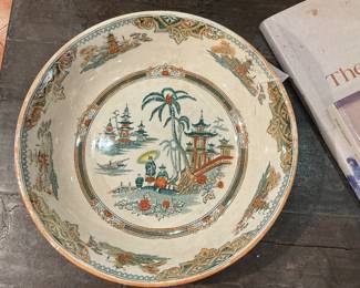 Asian Landscape Scenes Painted Decorative Bowl