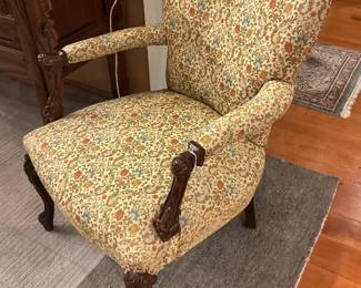 Louis XV Style Floral Brocade Upholstered Accent Chair