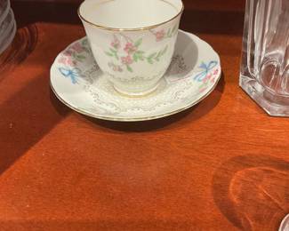 Hand-painted Fine China Floral Teacup with Saucer