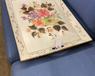 Vintage Hand-painted Floral Breakfast or Serving Tray with Handles