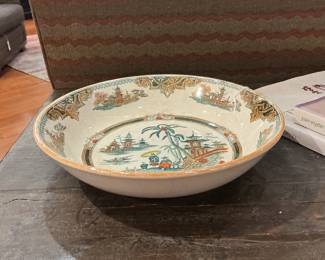 Asian Landscape Scenes Painted Decorative Bowl