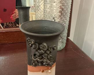 Handmade Abstract Contemporary Flower Vase Partially Glazed