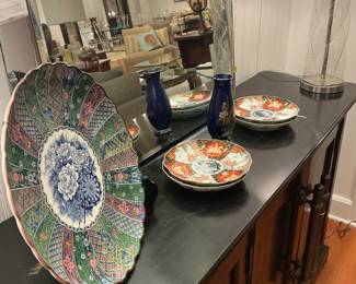 Collection of Imari Style Colorful Porcelain Decorative Platters and Dishes