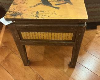 Hand-painted Low Storage Table with Birds, Flowers and Calligraphy