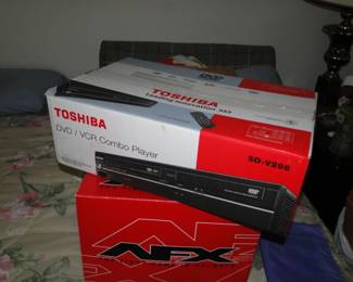 Toshiba VCR and helmet