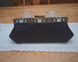 Vintage Faye Mell Mother of Pearl inlay evening clutch $40 
