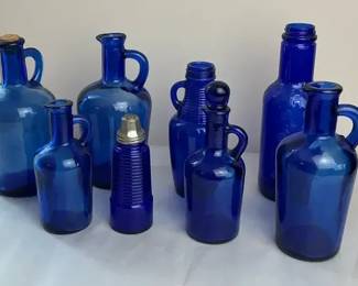 Cobalt Blue Glass Bottles and Cruets