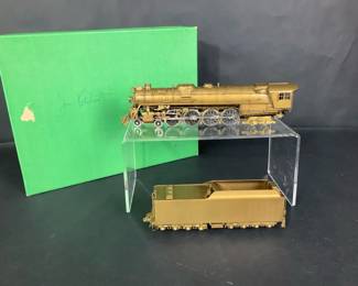 Brass Steam Locomotive and Tender Model Train in Original Box