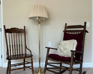 Wood Spindle Side Chair and Rocking Chair